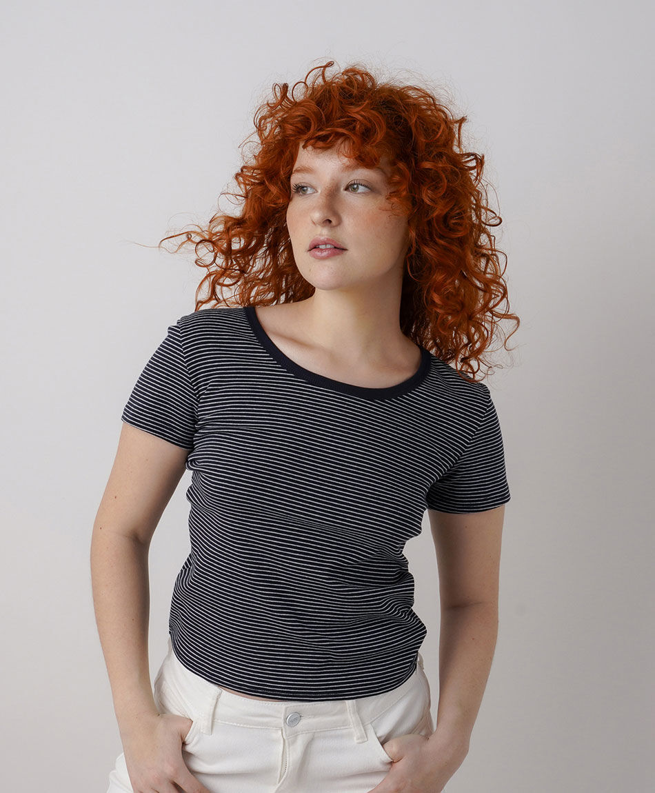 Polera mujer listas bicolor