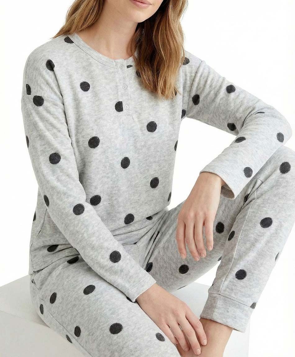 Pijama mujer micropolar puntos