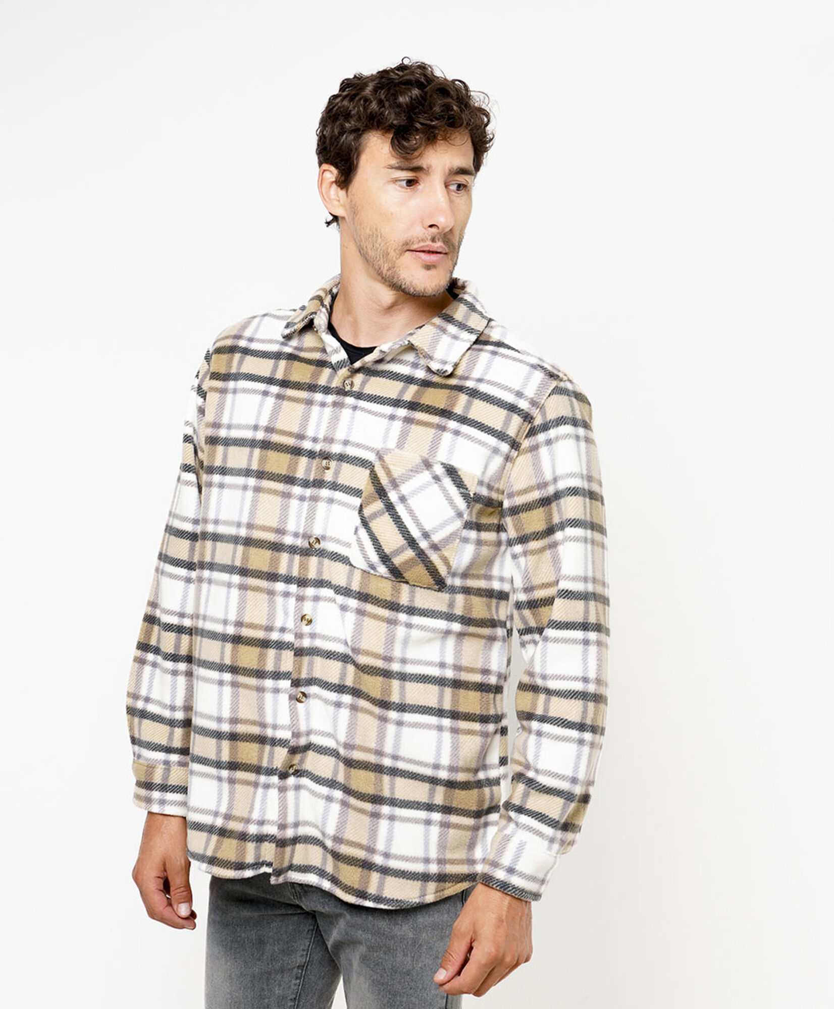 Chaqueta hombre polar leñadora beige Chaqueta hombre polar leñadora beige