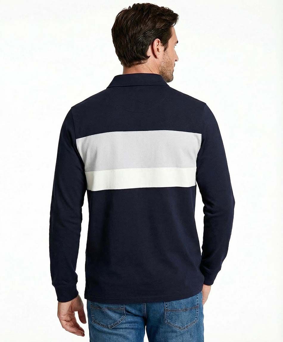 Polera hombre manga larga cuello polo navy
