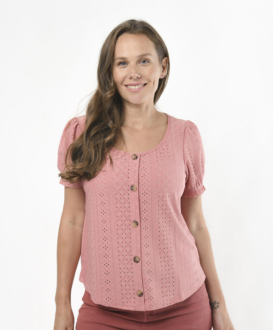 Polera mujer calada botones