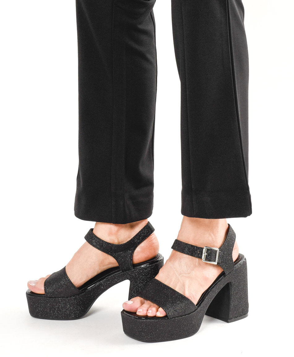 Sandalia mujer brillos alto