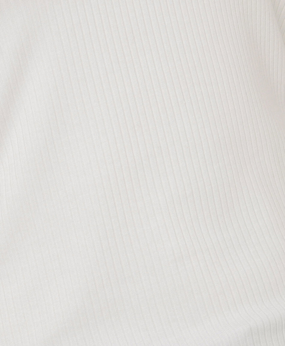 Polera mujer acanalada cuello en v blanca