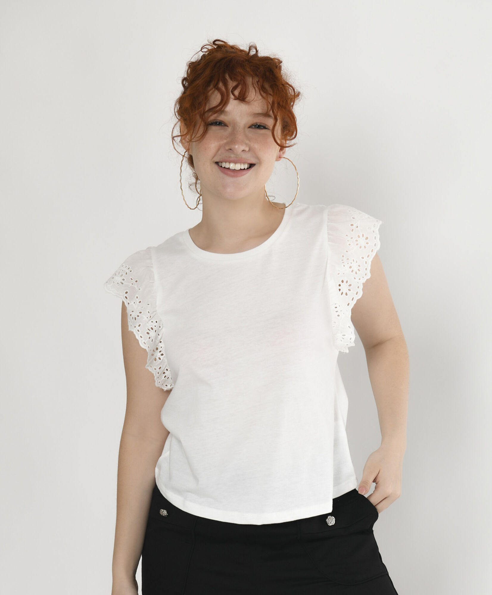 Polera mujer mangas broderie Polera mujer mangas broderie