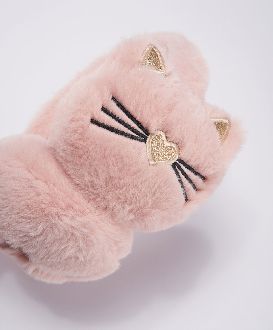 Orejera ni&ntilde;a gatito rosado