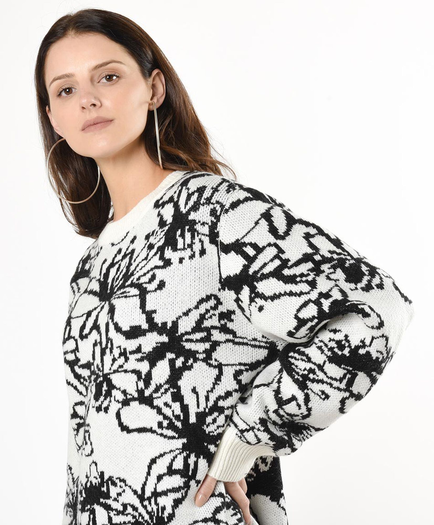 Sweater mujer flores bicolor Sweater mujer flores bicolor