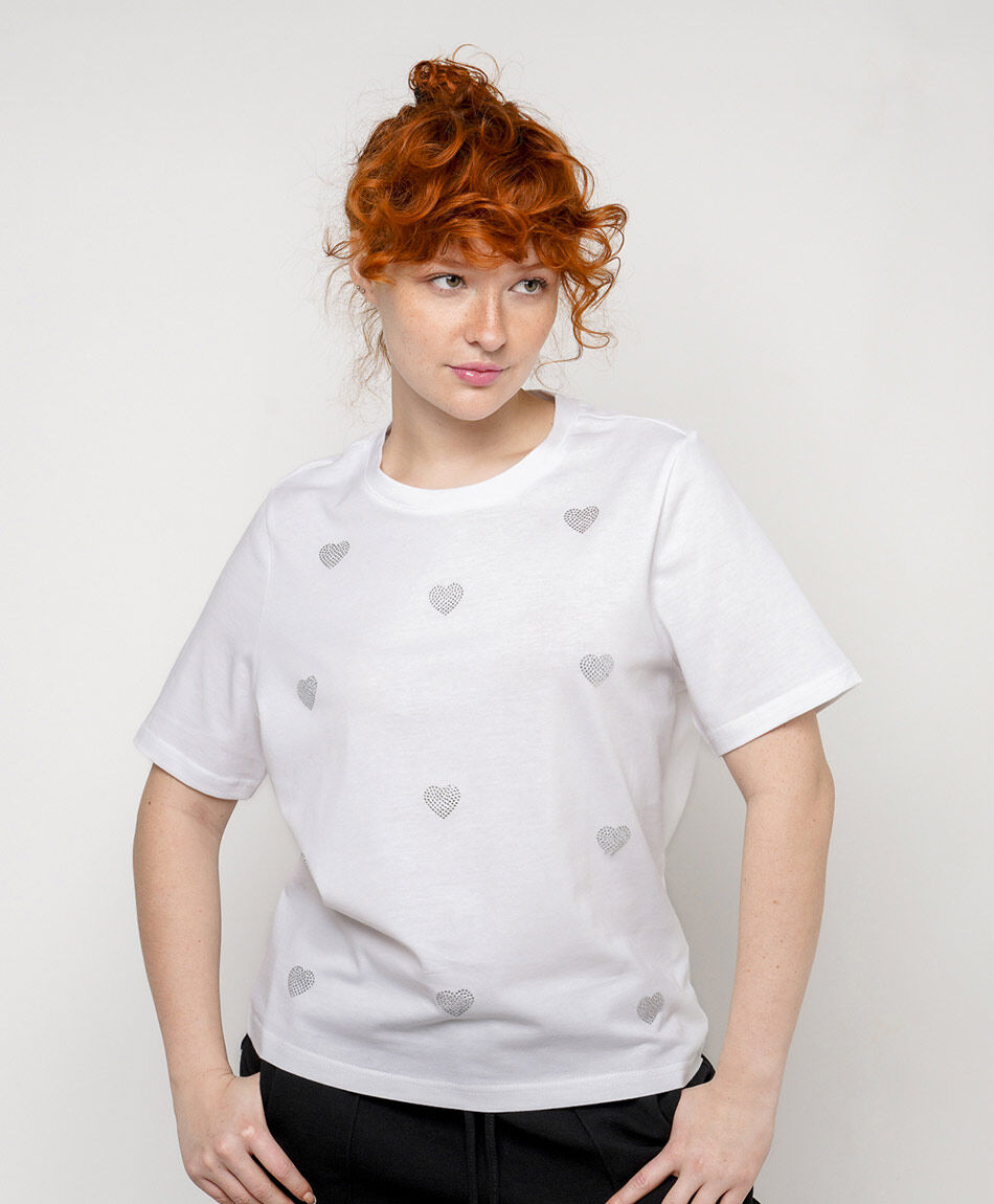Polera mujer coraz&oacute;n brillos