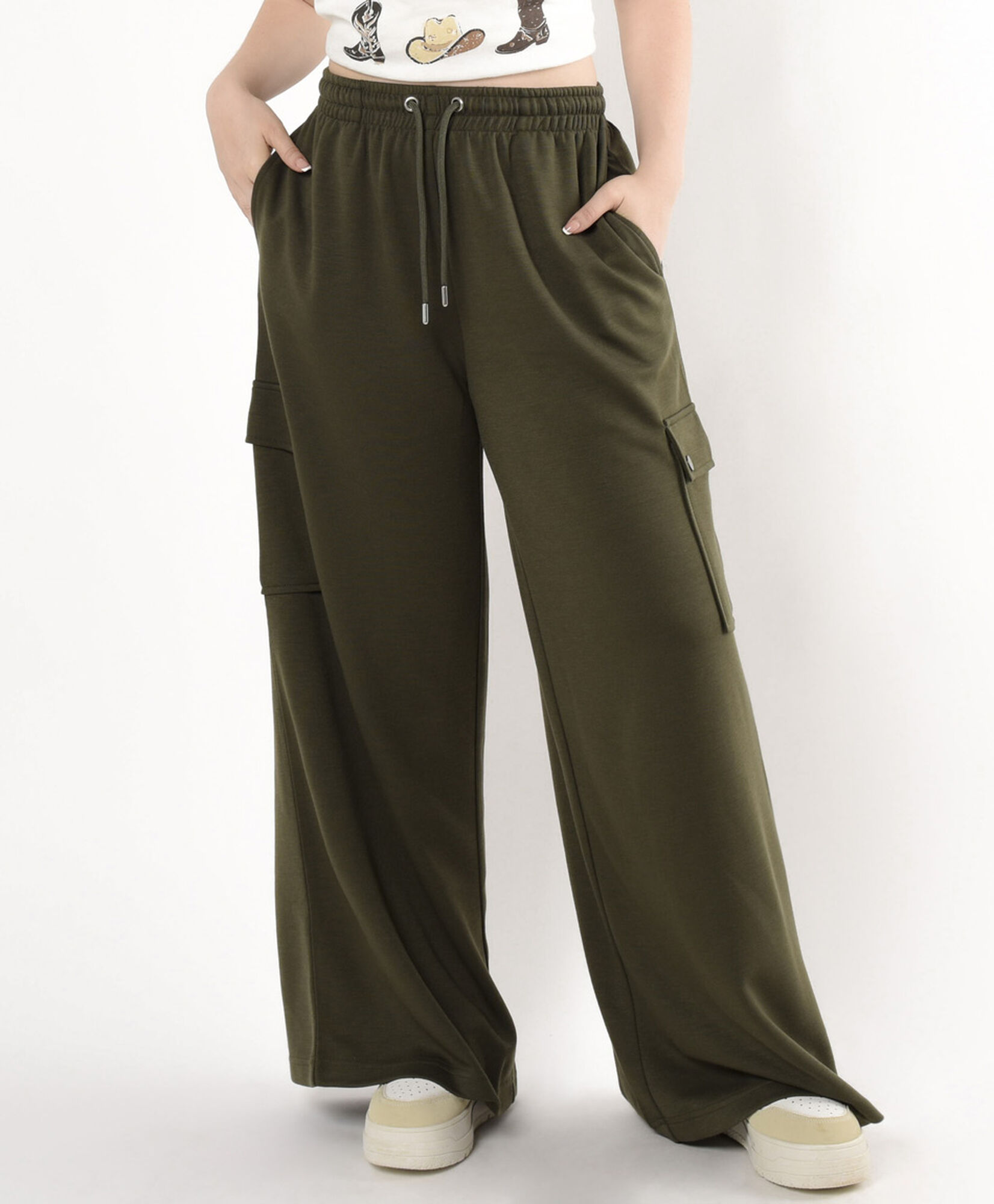 Pantalón mujer cargo wide verde Pantalón mujer cargo wide verde