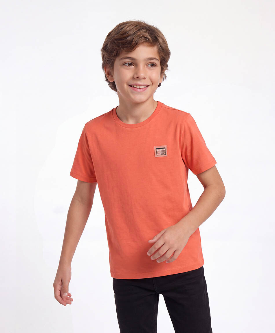 Polera ni&ntilde;o b&aacute;sica naranja