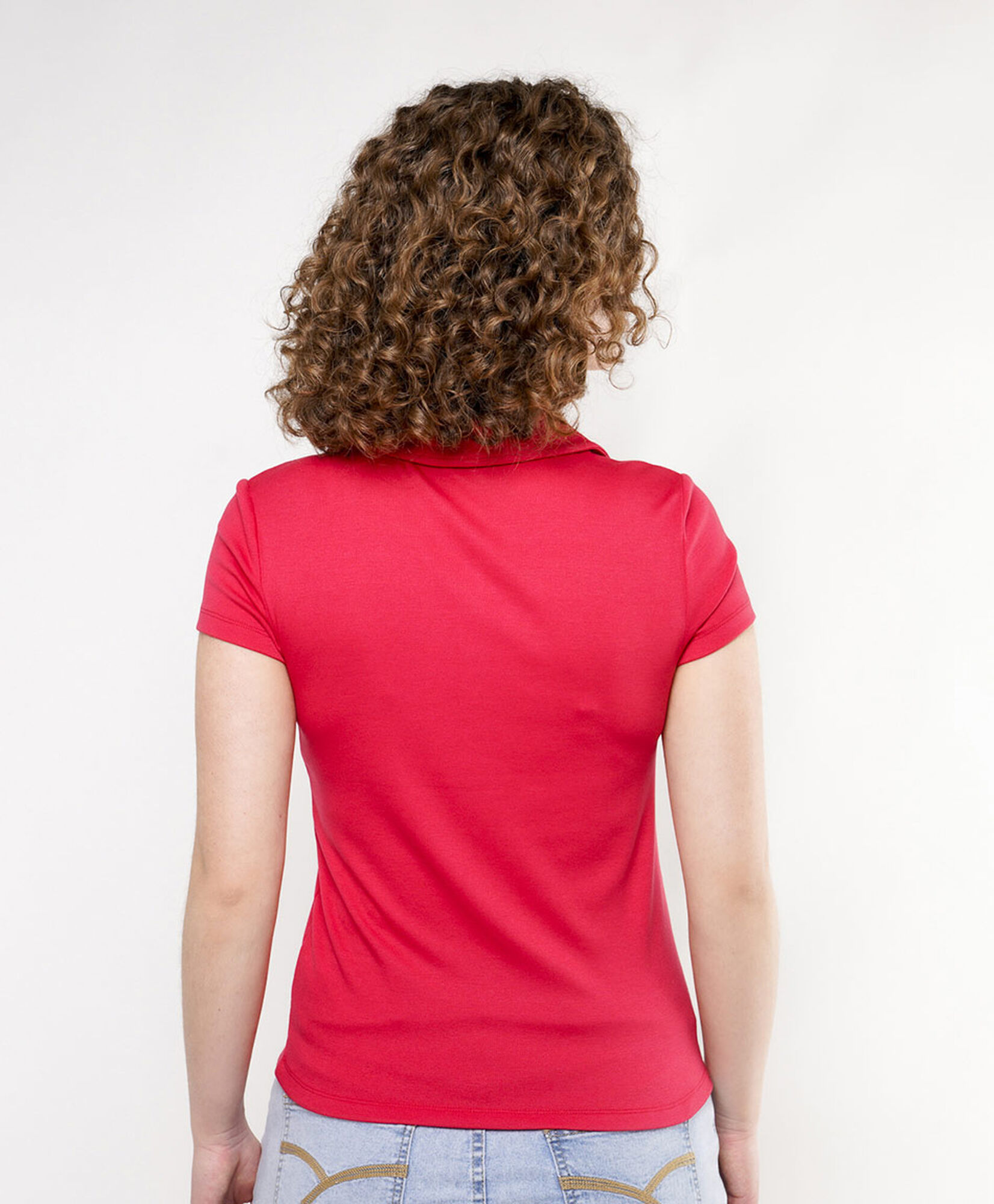 Polera mujer cuello polo roja Polera mujer cuello polo roja