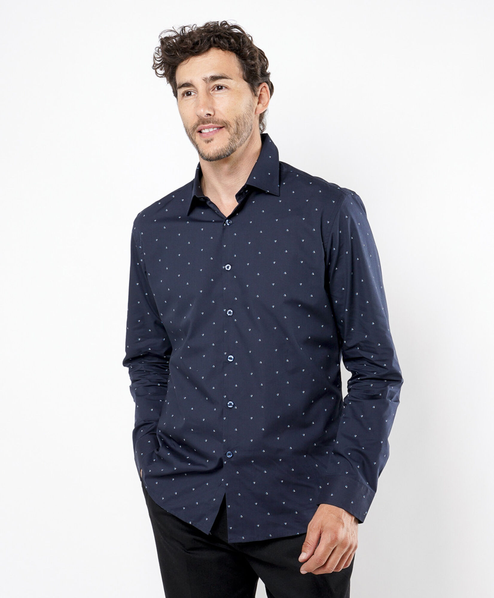 Camisa hombre triángulos azul Camisa hombre triángulos azul