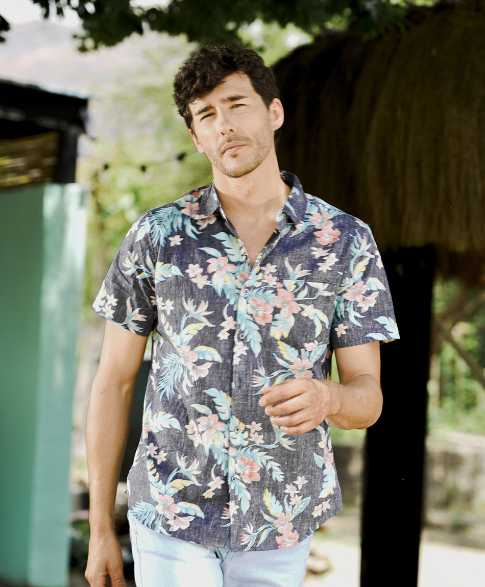 Camisa hombre floreada desgastada