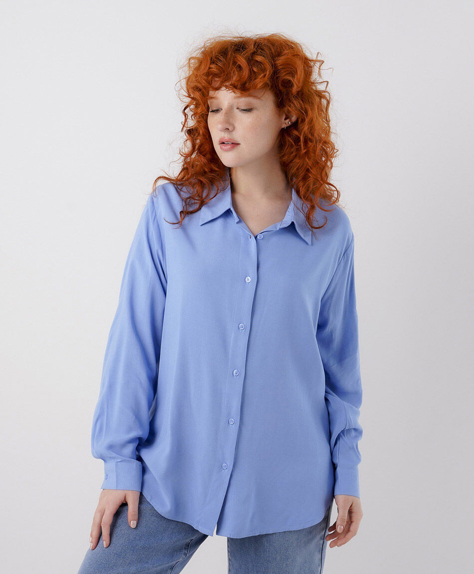 Blusa mujer camisera azul