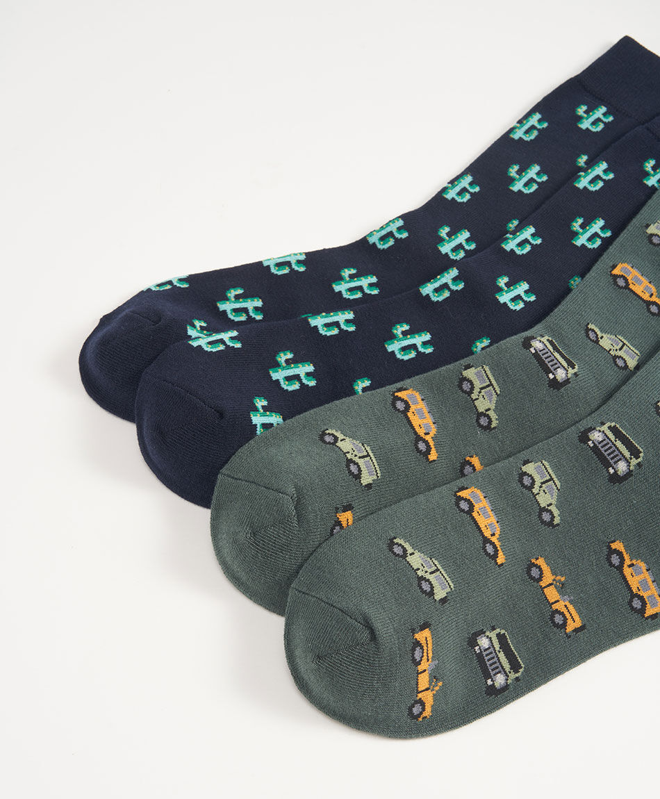 Pack 2 calcetines hombre cactus autos