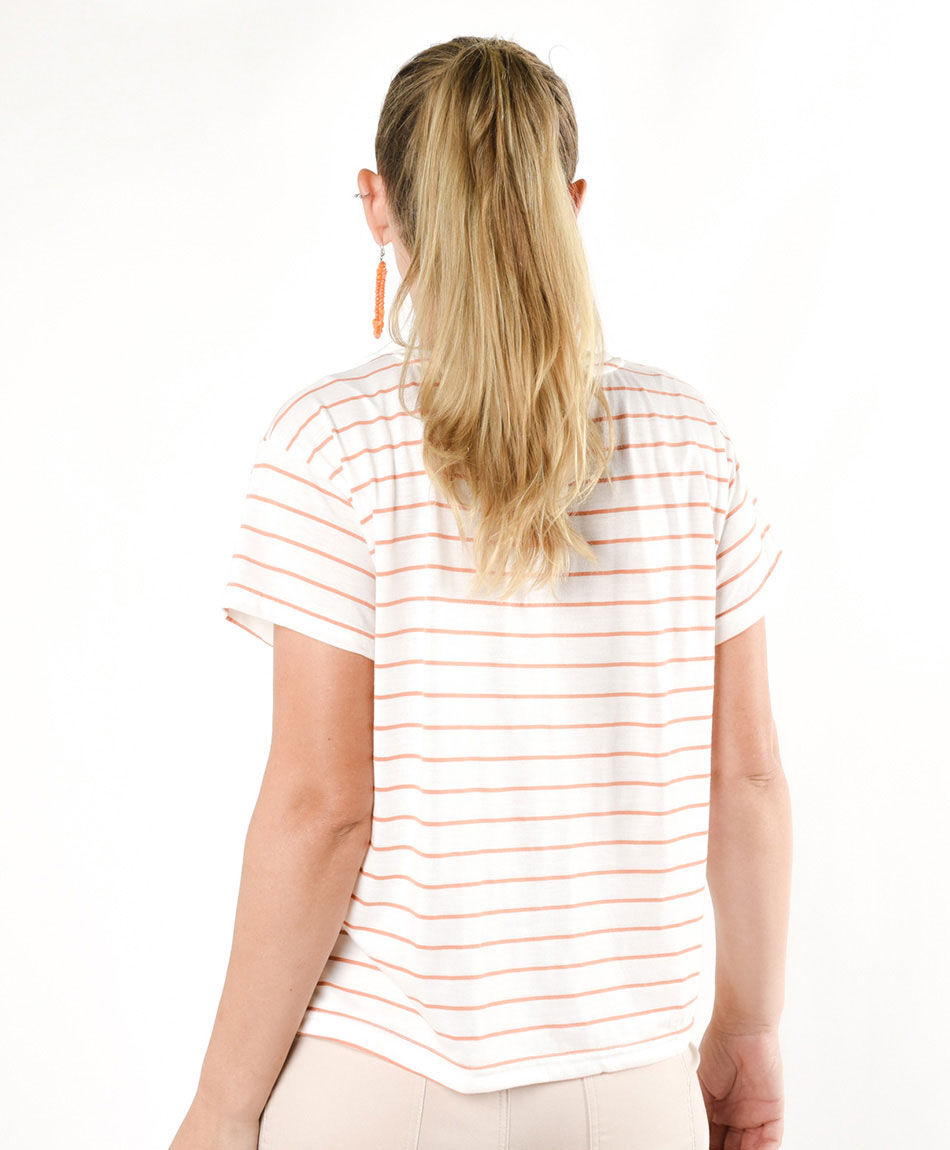 Polera mujer rayas naranjas