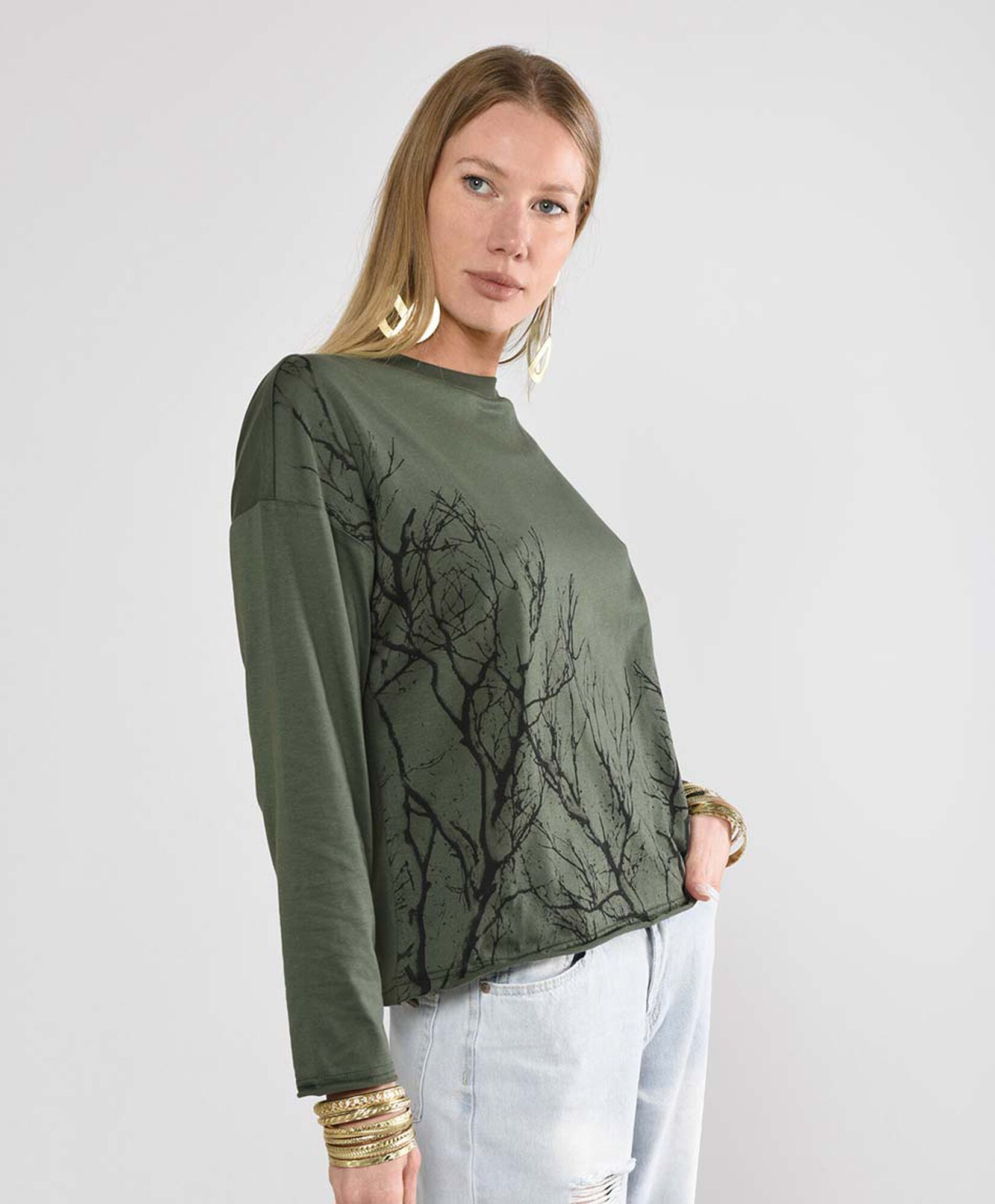 Polera mujer estampada manga larga Polera mujer estampada manga larga