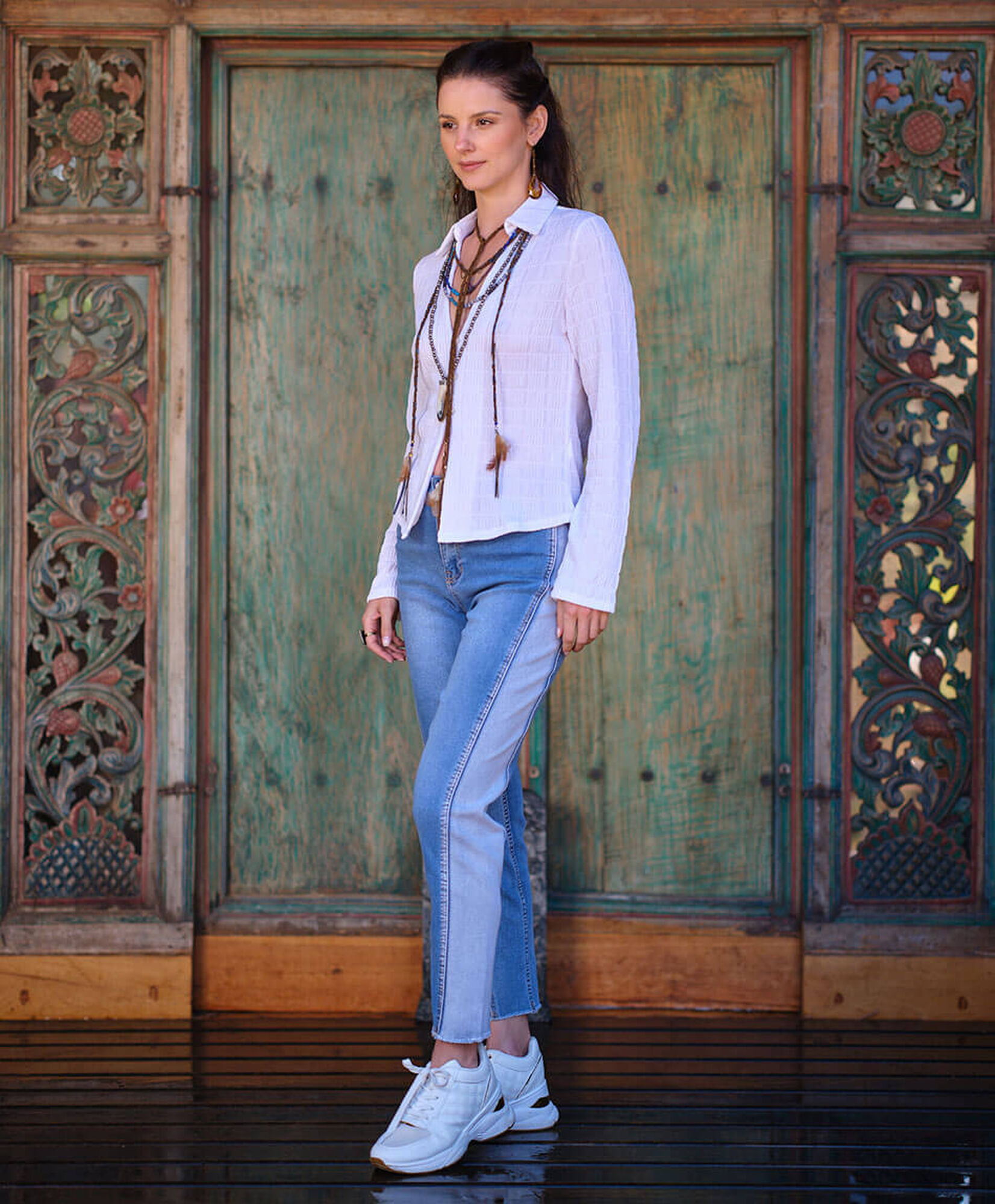 Jeans mujer bicolor tiro alto Jeans mujer bicolor tiro alto