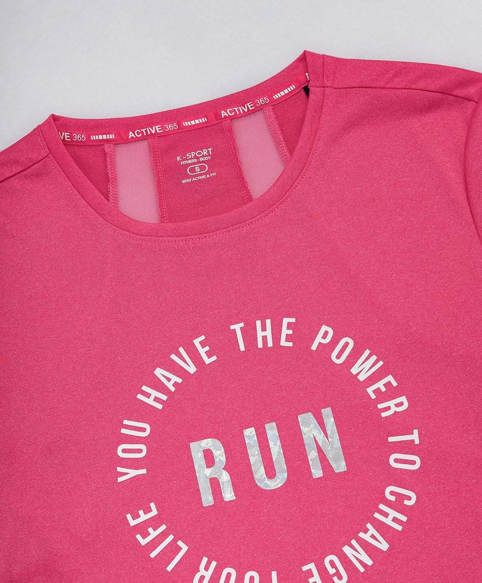 Polera deportiva mujer frase fucsia