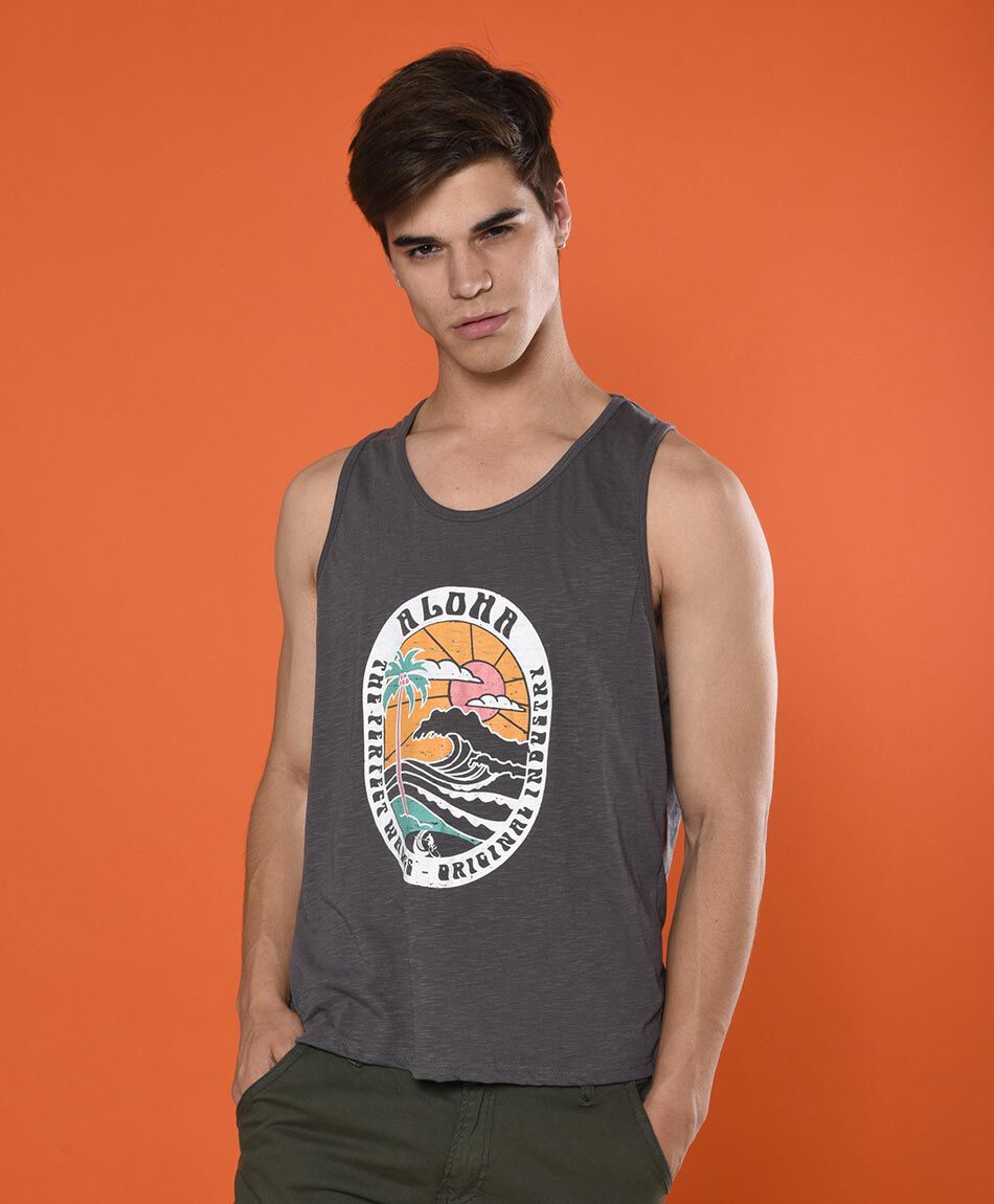 Polera sin mangas cuello redondo