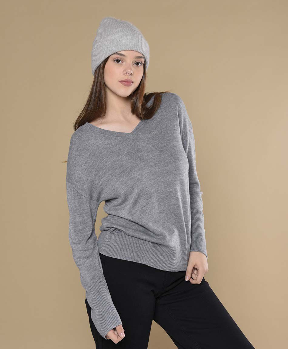Sweater mujer espalda en v