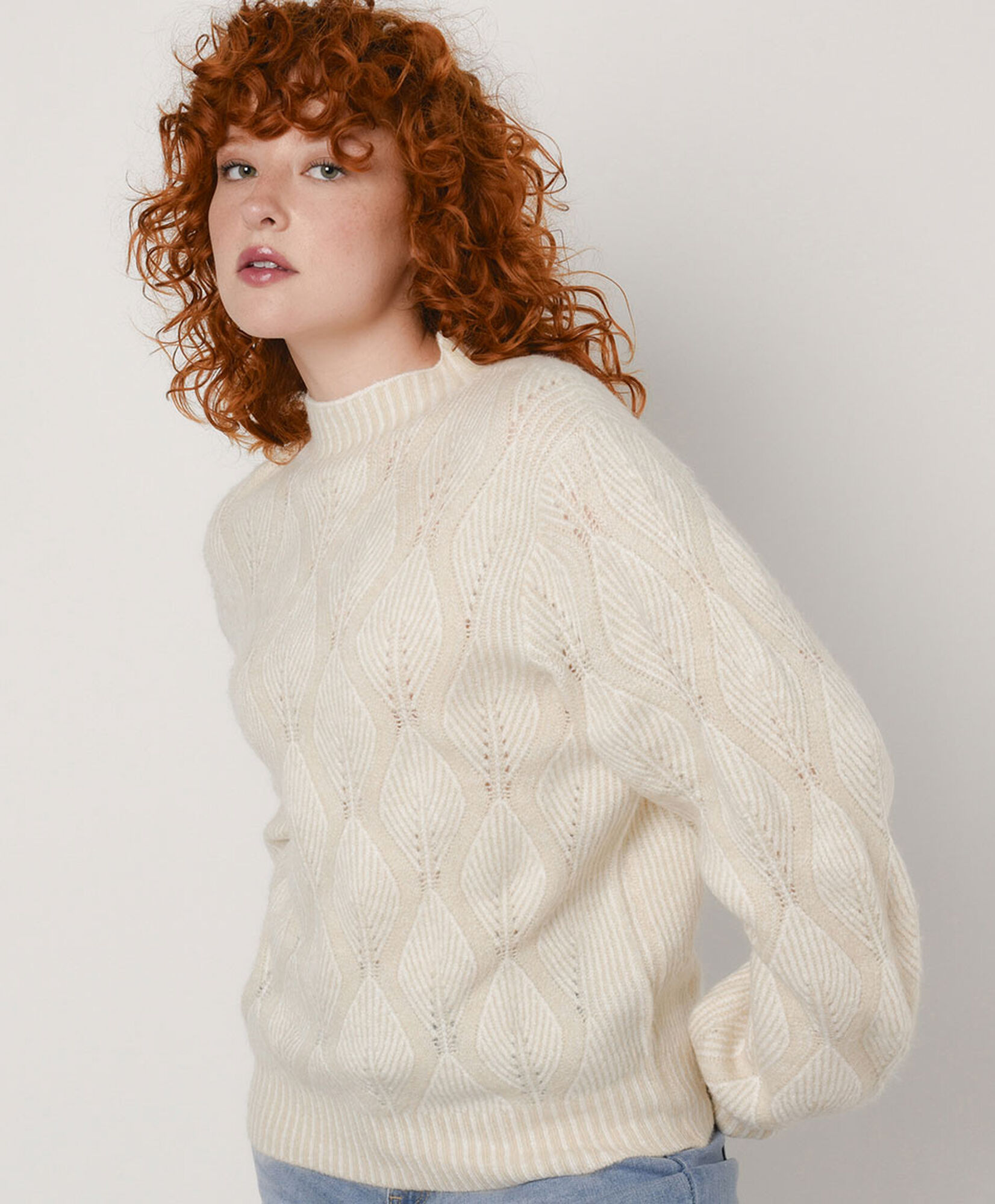 Sweater mujer jacquard hojas Sweater mujer jacquard hojas