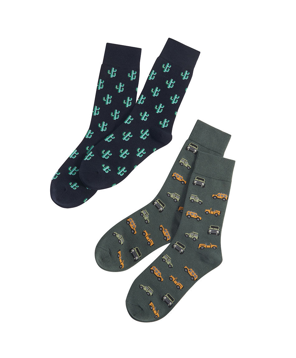 Pack 2 calcetines hombre cactus autos