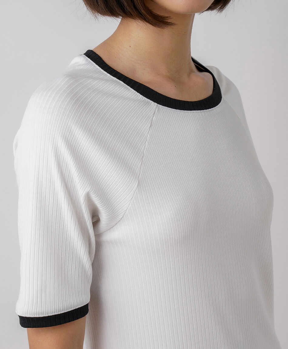 Polera mujer canal&eacute; contraste blanca