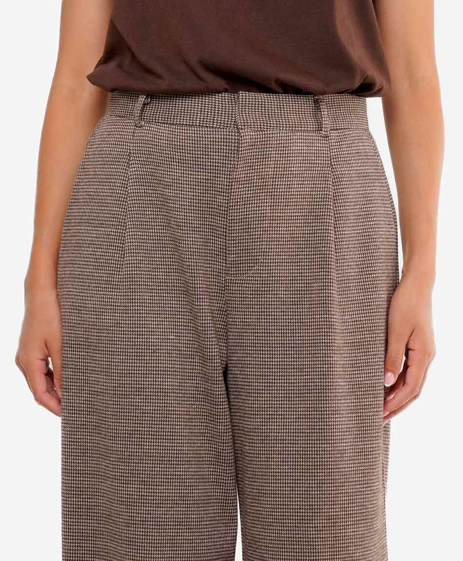 Pantal&oacute;n mujer mini check wide leg