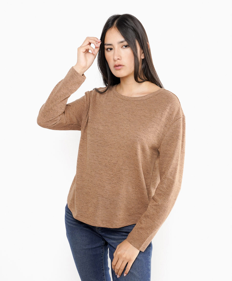Polera mujer relaxed fit brown