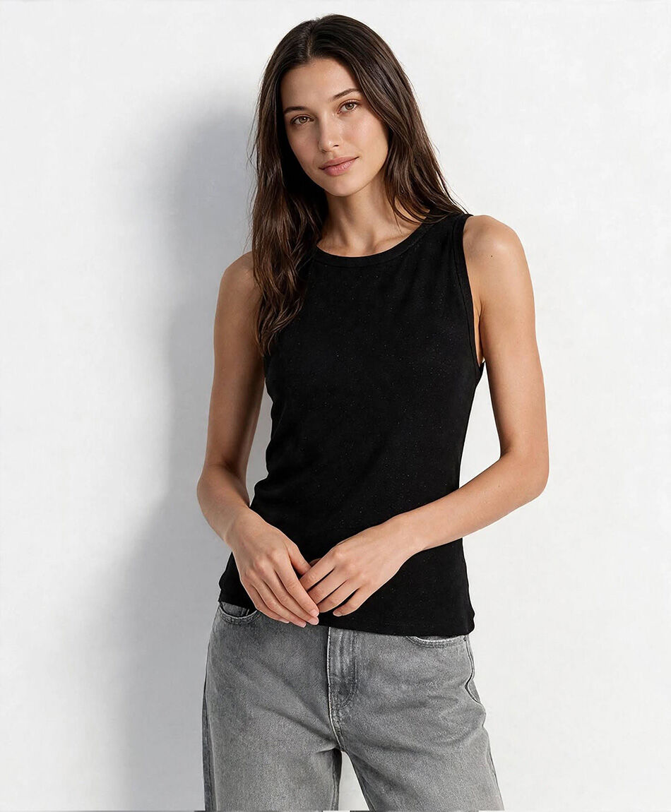 Polera mujer sin mangas brillos