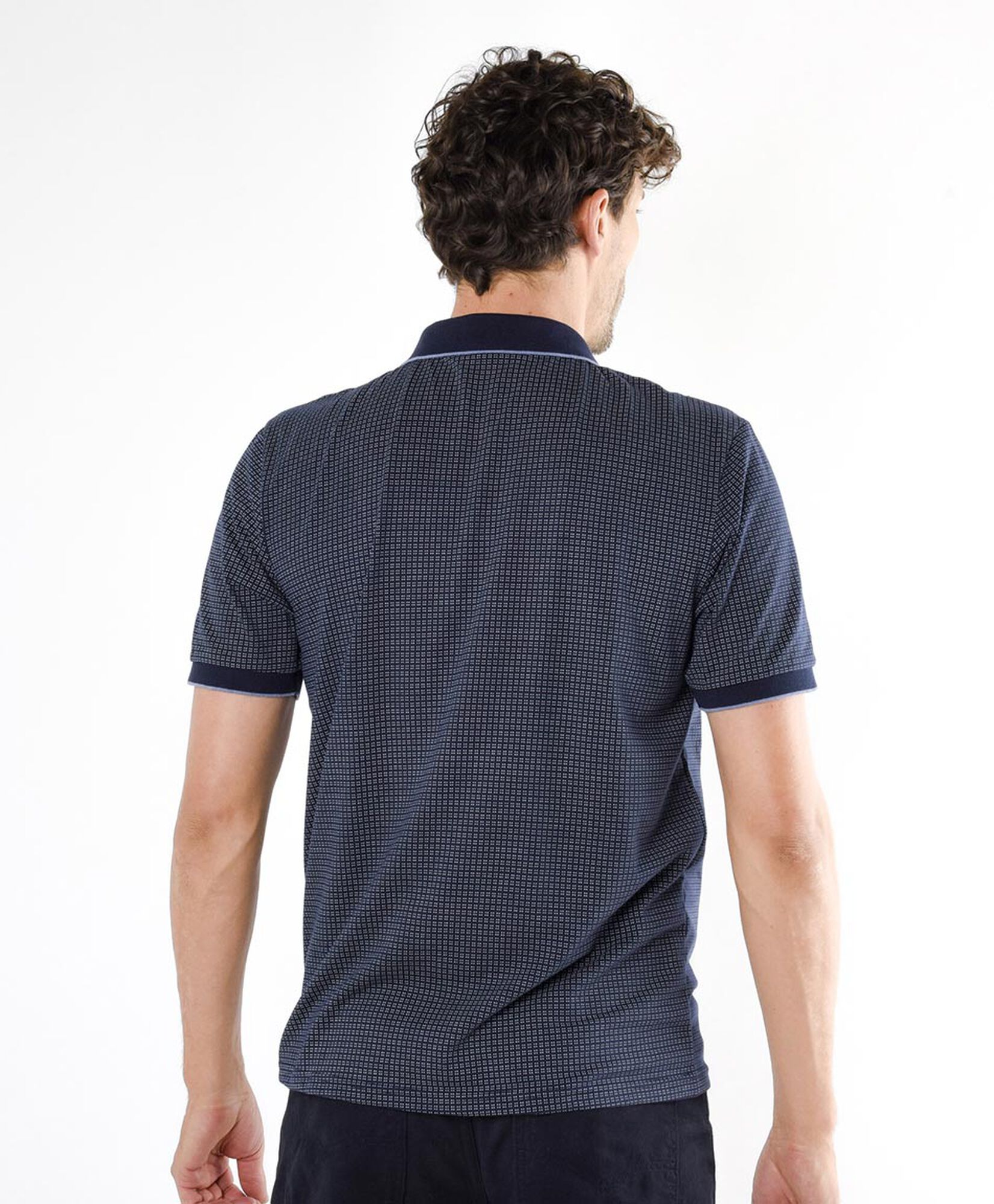 Polera hombre cuadritos cuello piqué Polera hombre cuadritos cuello piqué