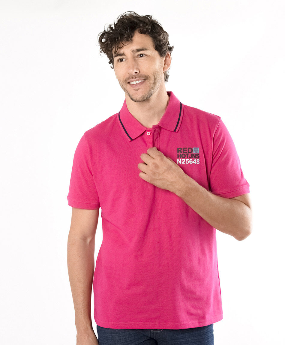 Polera hombre mini print cuello piqu&eacute; colores