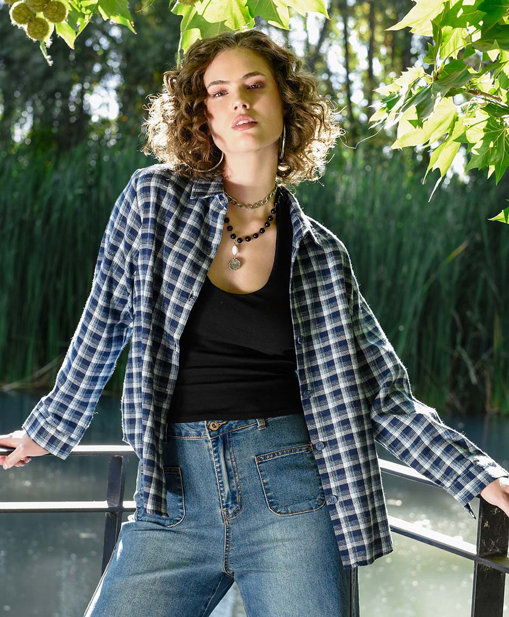 Blusa mujer cuadrillé azul Blusa mujer cuadrillé azul