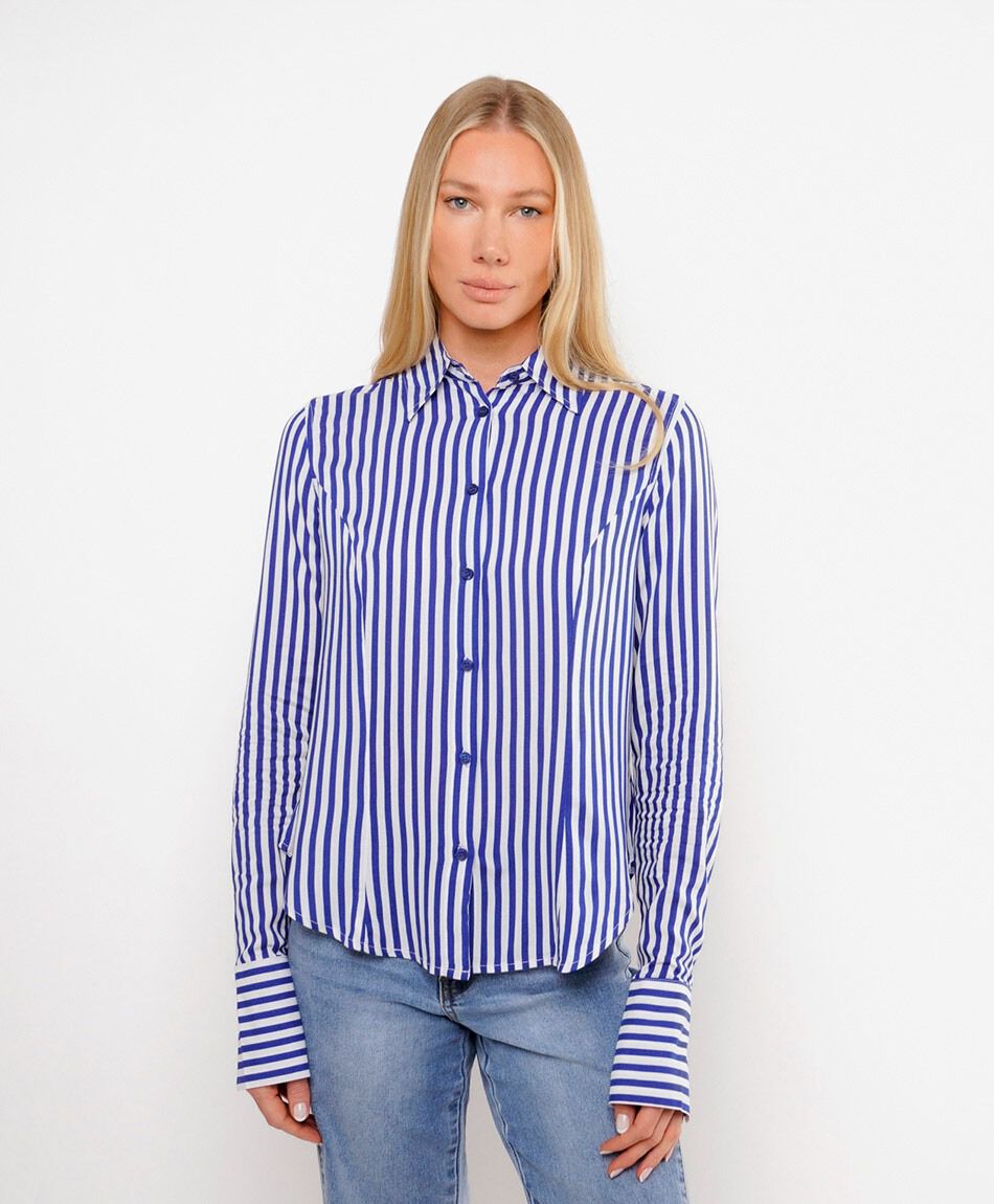 Blusas mujer l&iacute;neas mix azul