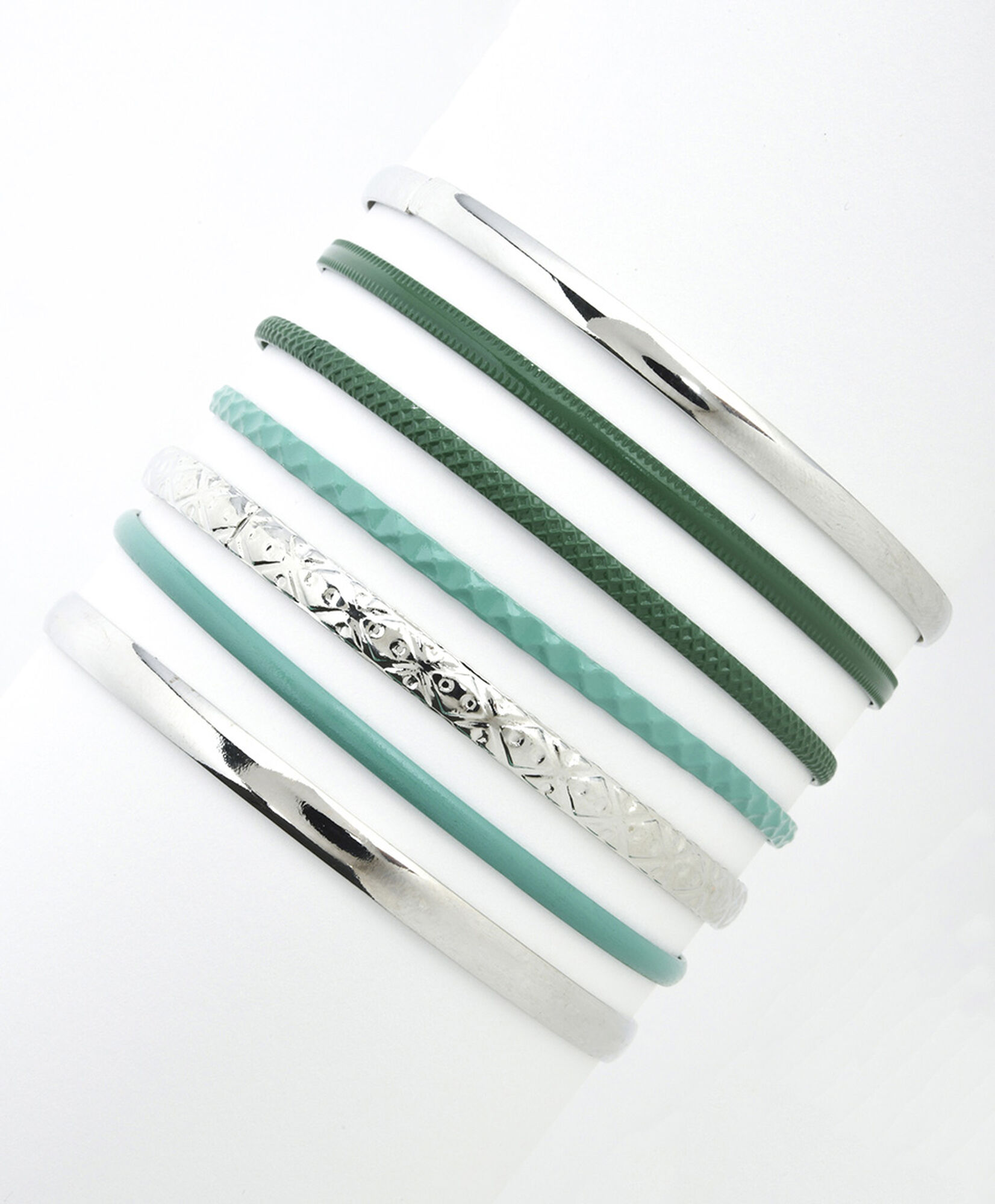 Pulseras mujer plateadas y verdes Pulseras mujer plateadas y verdes