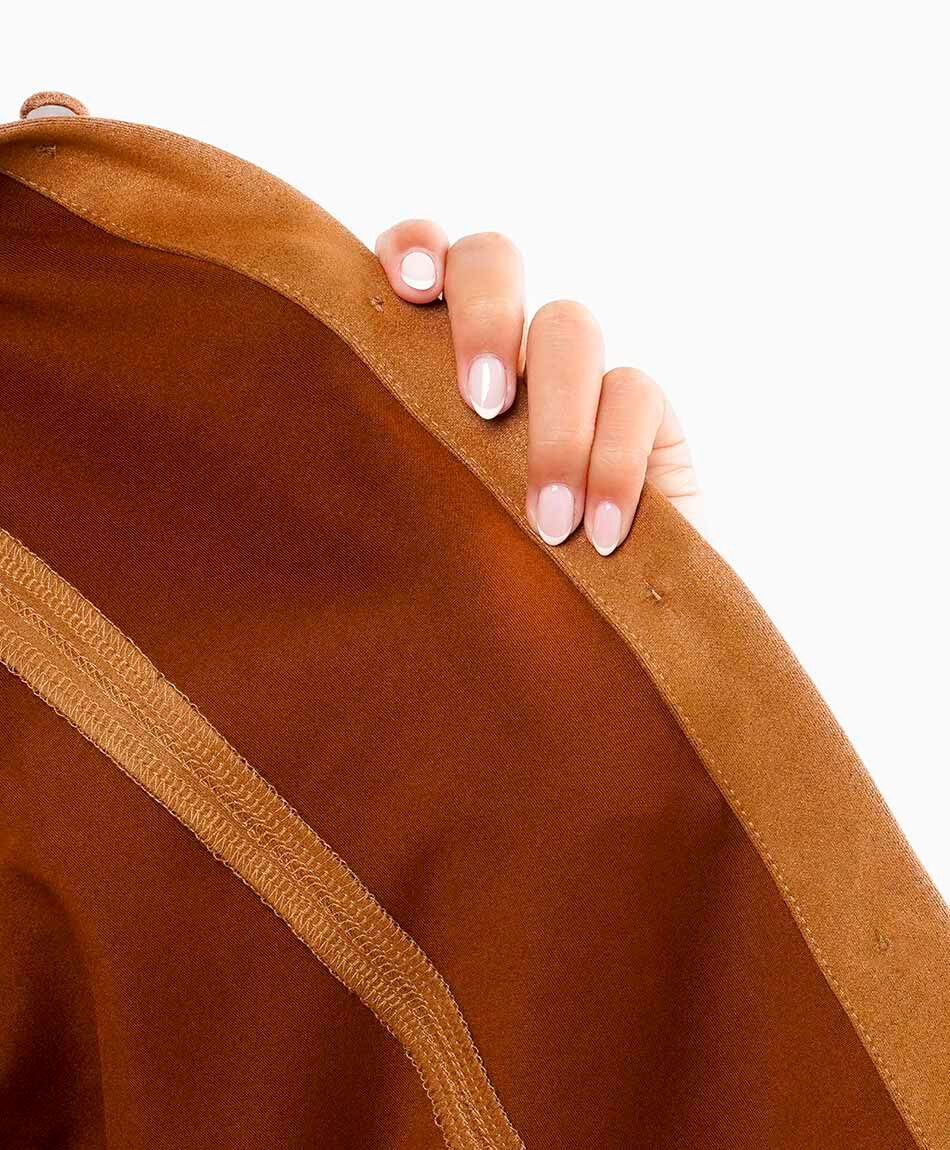 Chaqueta mujer lazo acinturado caf&eacute;