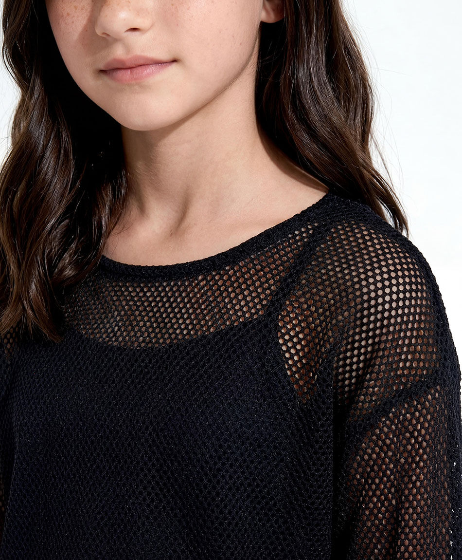 Polera ni&ntilde;a calada negro