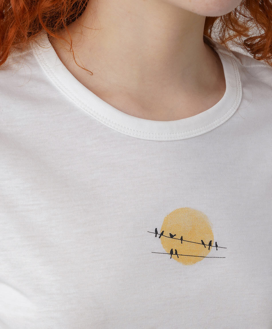 Polera mujer pajaritos crop