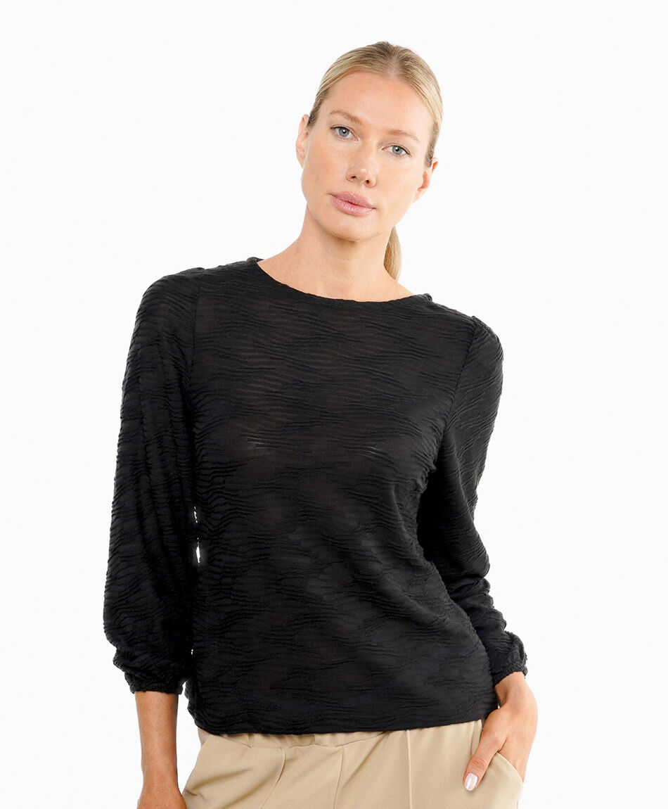 Polera mujer black jaspeada