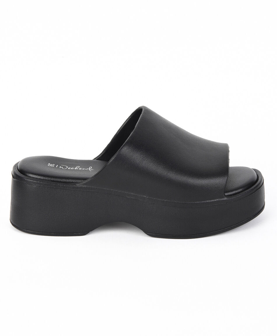 Sandalia mujer eva negra plataforma