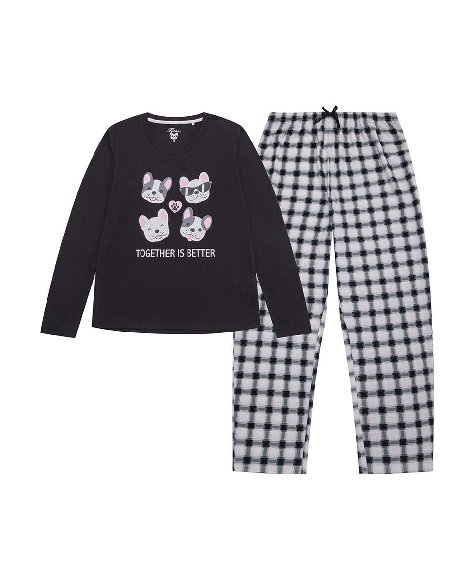 Pijama mujer 4 perritos cuadros