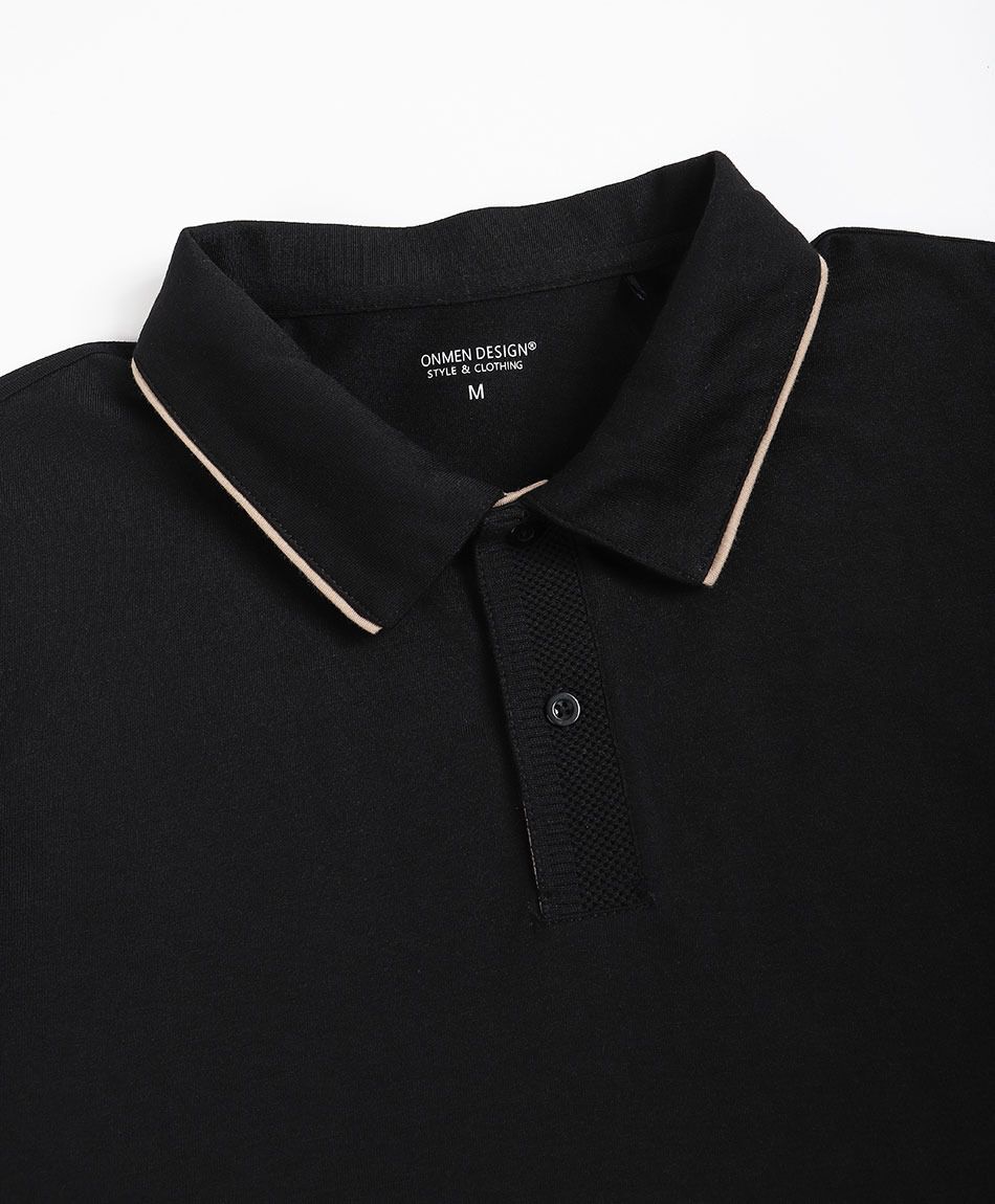 Polera hombre cuello polo negro