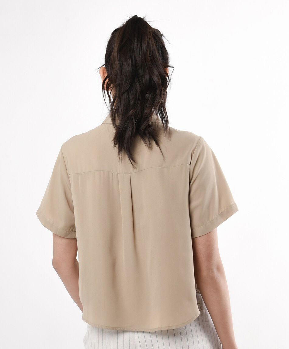 Blusa mujer manga corta beige