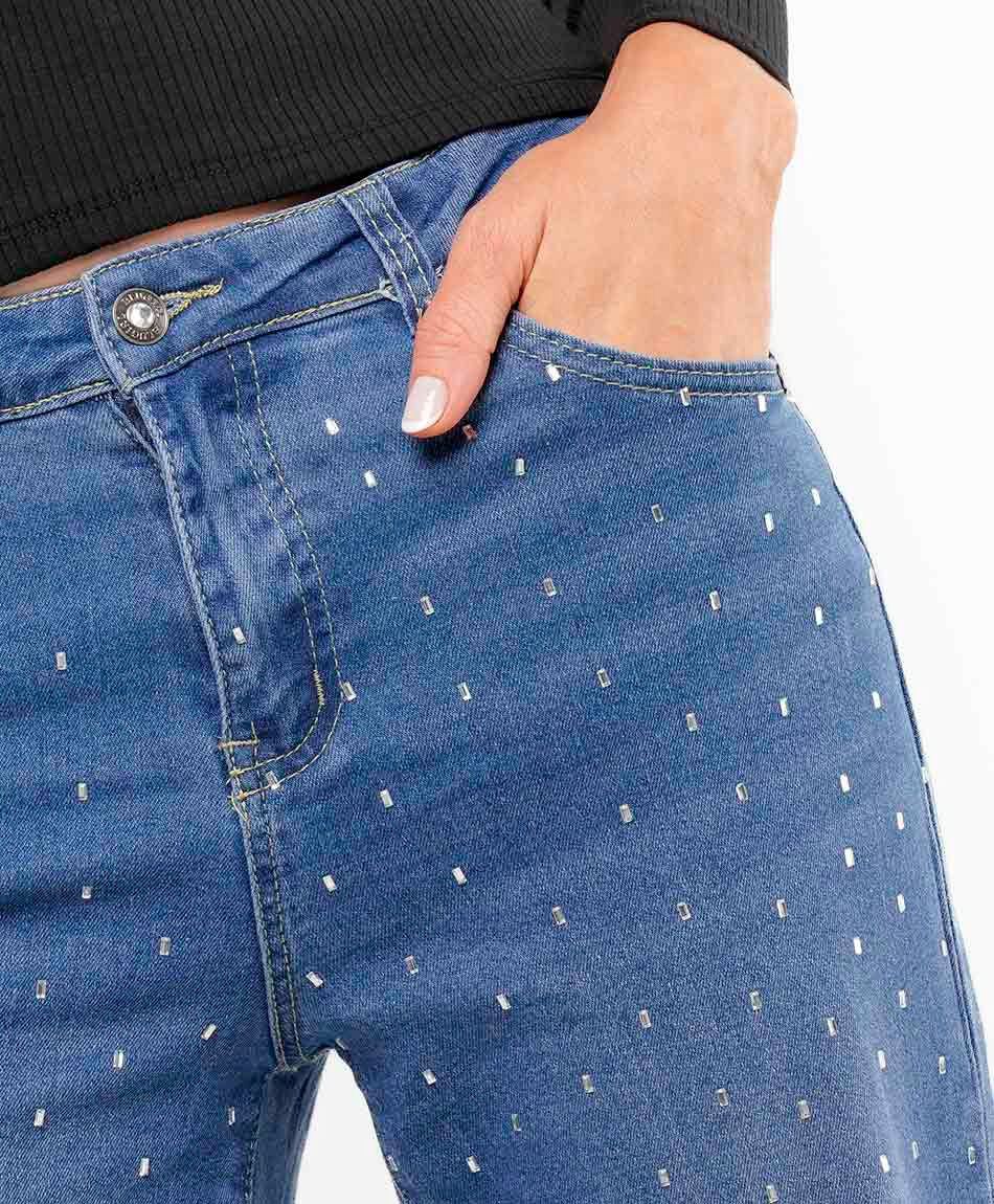 Jeans mujer wide leg brillos&nbsp;
