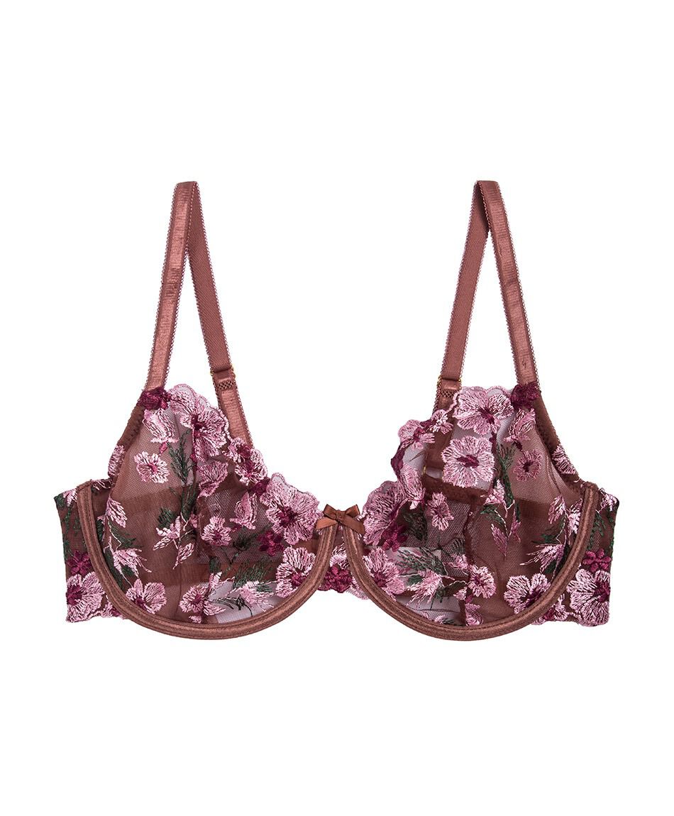 Sost&eacute;n mujer mesh flores bordadas