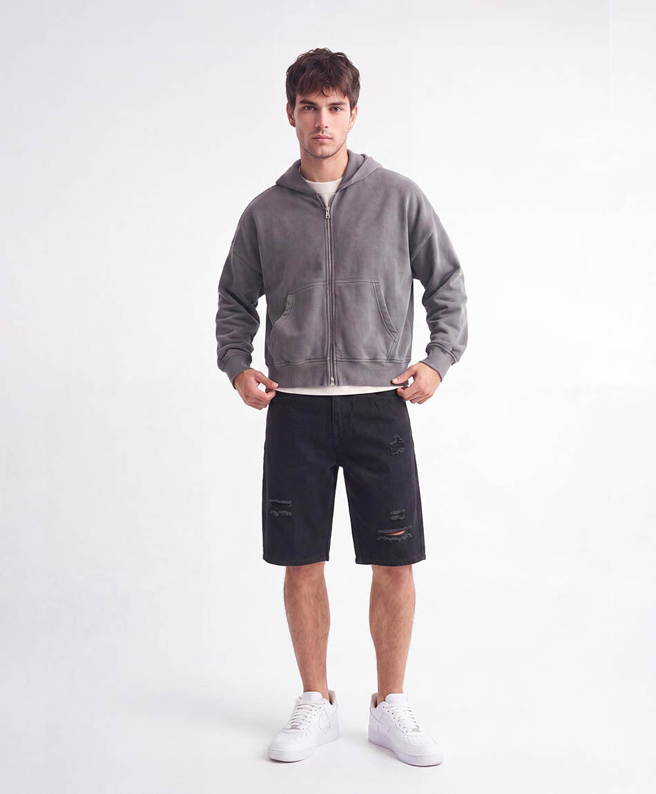 Bermuda hombre denim destroy negra