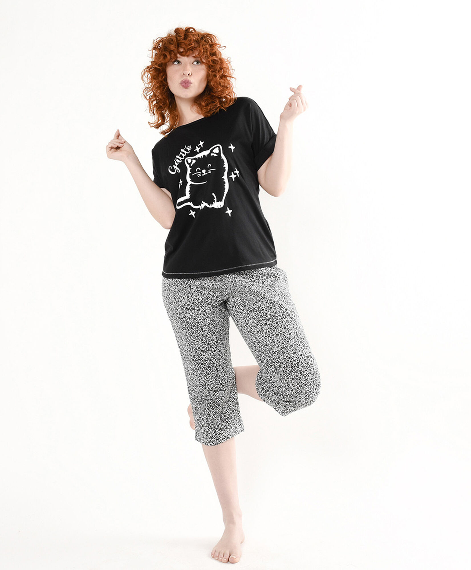 Pijama mujer gatito capri Pijama mujer gatito capri