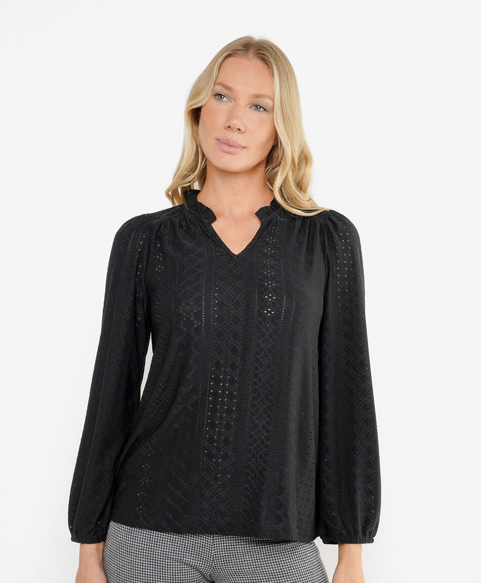 Polera mujer cuello mao textura