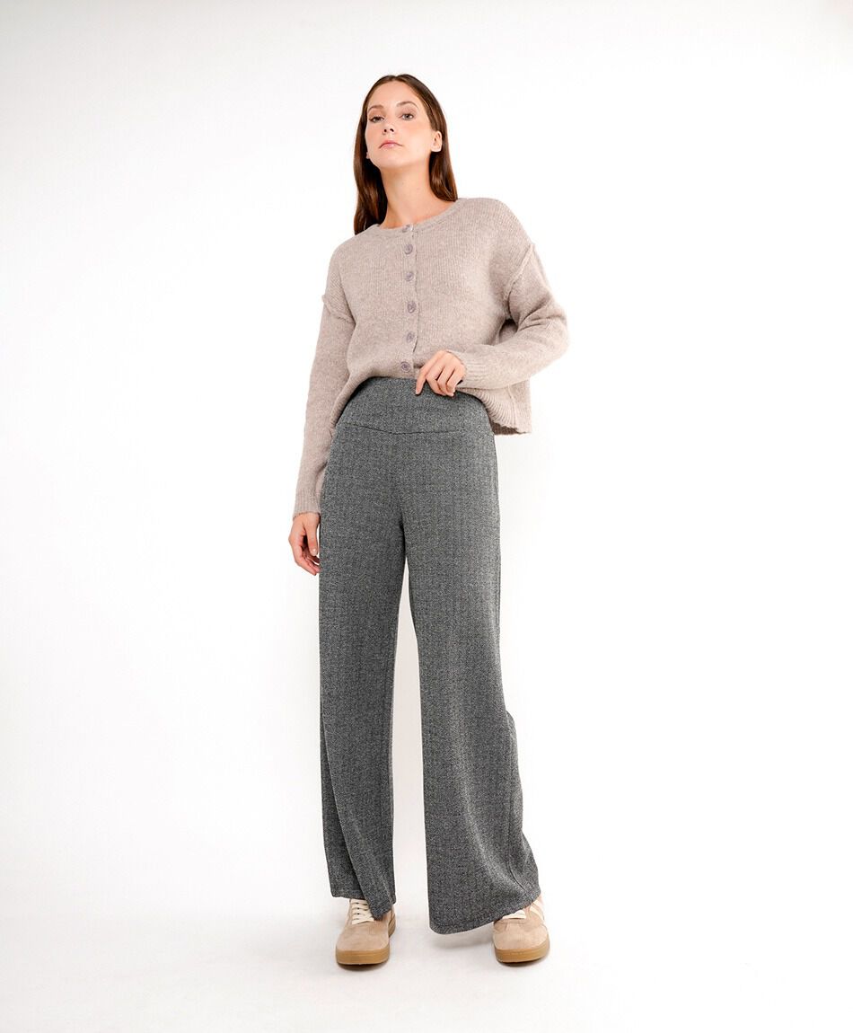 Pantal&oacute;n mujer jacquard espiga grey