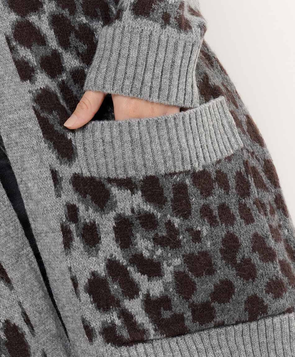 Cardigan mujer animal print grey